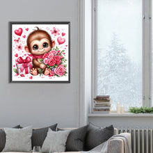 Load image into Gallery viewer, Love Rose Monkey 30*30CM (canvas) Full Round Drill Diamond Painting
