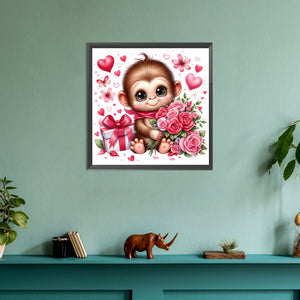 Love Rose Monkey 30*30CM (canvas) Full Round Drill Diamond Painting