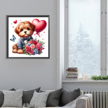 Load image into Gallery viewer, Love Rose Suit Dog 30*30CM (canvas) Full Round Drill Diamond Painting
