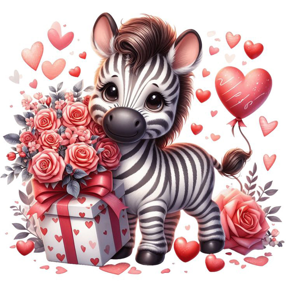 Heart Rose Zebra 30*30CM (canvas) Full Round Drill Diamond Painting