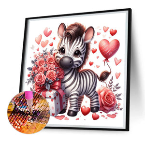 Heart Rose Zebra 30*30CM (canvas) Full Round Drill Diamond Painting