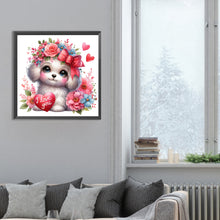 Load image into Gallery viewer, Love Rose White Dog 30*30CM (canvas) Full Round Drill Diamond Painting
