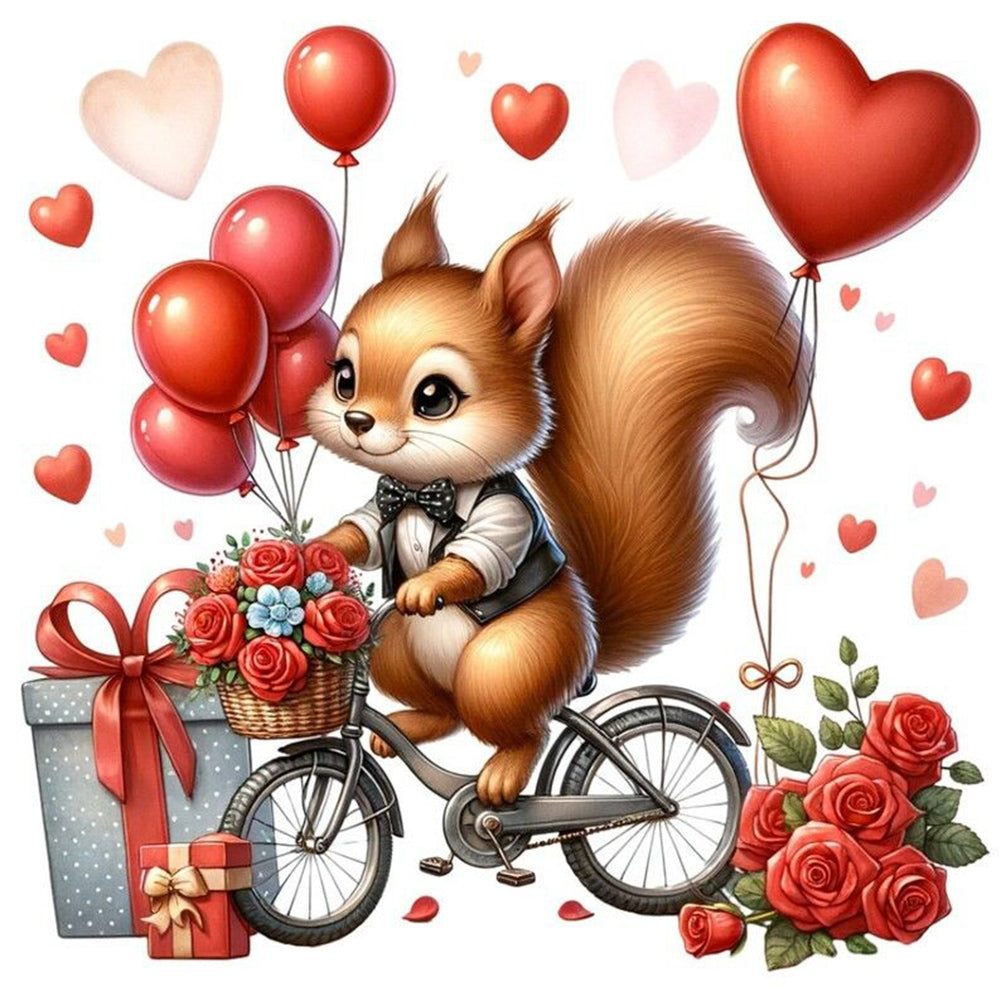 Love Rose Squirrel 30*30CM (canvas) Full Round Drill Diamond Painting