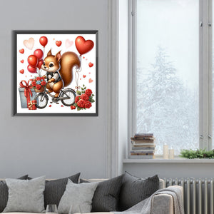 Love Rose Squirrel 30*30CM (canvas) Full Round Drill Diamond Painting