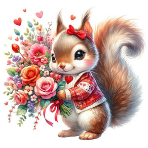 Love Rose Squirrel 30*30CM (canvas) Full Round Drill Diamond Painting