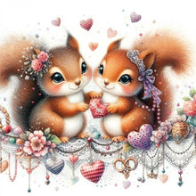 Load image into Gallery viewer, Love Rose Two Squirrels 30*30CM (canvas) Full Round Drill Diamond Painting
