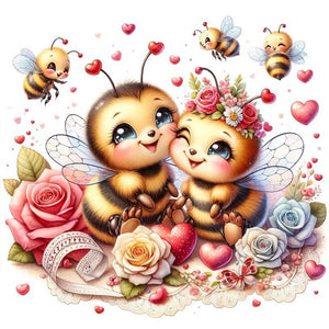 Love Rose Bee 30*30CM (canvas) Full Round Drill Diamond Painting