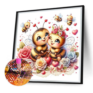 Love Rose Bee 30*30CM (canvas) Full Round Drill Diamond Painting