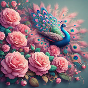 Rose Peacock 40*40CM (canvas) Full Round Drill Diamond Painting