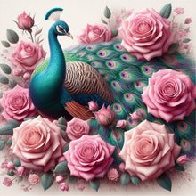 Load image into Gallery viewer, Pink Rose Peacock 40*40CM (canvas) Full Round Drill Diamond Painting
