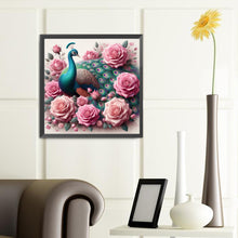 Load image into Gallery viewer, Pink Rose Peacock 40*40CM (canvas) Full Round Drill Diamond Painting
