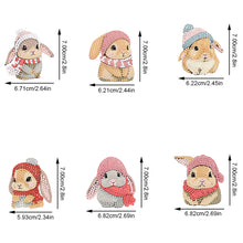 Load image into Gallery viewer, 6 PCS Double Sided Special Shape Diamond Painting Keychain (Drooping Ear Rabbit)
