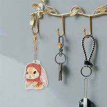 Load image into Gallery viewer, 6 PCS Double Sided Special Shape Diamond Painting Keychain (Drooping Ear Rabbit)
