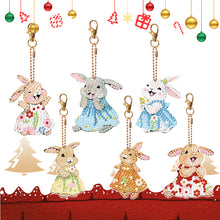 Load image into Gallery viewer, 6 PCS Double Sided Special Shape Diamond Painting Keychain for Beginners(Rabbit)
