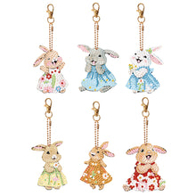 Load image into Gallery viewer, 6 PCS Double Sided Special Shape Diamond Painting Keychain for Beginners(Rabbit)
