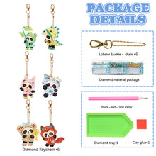 Load image into Gallery viewer, 6 PCS Double Sided Special Shape Diamond Painting Keychain for Beginners (Panda)
