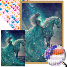 Load image into Gallery viewer, Horse And Princess Under The Starry Sky 40*60CM (canvas) Full AB Round Drill Diamond Painting
