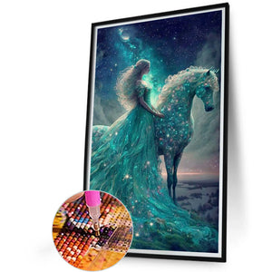 Horse And Princess Under The Starry Sky 40*60CM (canvas) Full AB Round Drill Diamond Painting