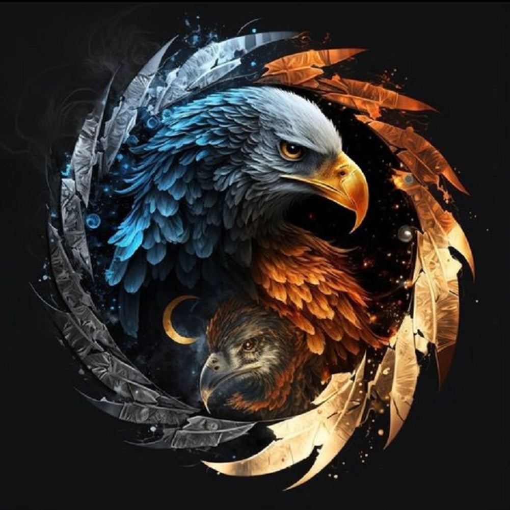 Ice Fire Eagle 30*30CM (canvas) Full Round Drill Diamond Painting