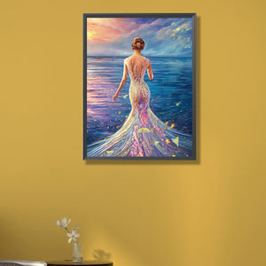Princess In Seaside Fishtail Skirt 40*55CM (canvas) Full AB Round Drill Diamond Painting