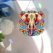 Load image into Gallery viewer, Acrylic Elephant Single-Sided Round Diamond Painting Hanging Pendant (20x20cm)
