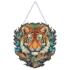 Acrylic Tiger Single-Sided Round Diamond Painting Hanging Pendant (20x20cm)