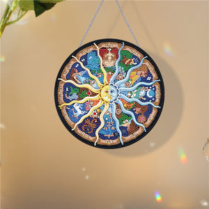 Acrylic Sun Constellation Single-Sided Diamond Painting Hanging Pendant 20x20cm