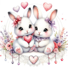 Load image into Gallery viewer, Pair Of White Rabbits 30*30CM (canvas) Full Round Drill Diamond Painting
