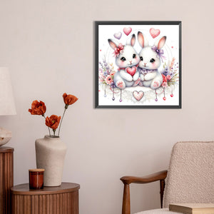 Pair Of White Rabbits 30*30CM (canvas) Full Round Drill Diamond Painting