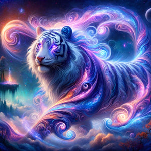 Atmosphere Purple Tiger 30*30CM (canvas) Full Round Drill Diamond Painting