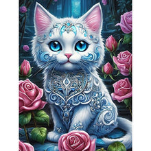 Load image into Gallery viewer, Cat Among Rose Bushes 30*40CM (canvas) Full Round Drill Diamond Painting
