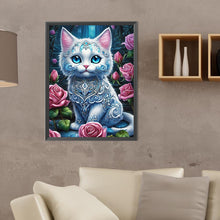 Load image into Gallery viewer, Cat Among Rose Bushes 30*40CM (canvas) Full Round Drill Diamond Painting
