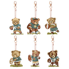 Load image into Gallery viewer, 6 Pcs Double Sided Special Shape Cute Bear Rhinestone Diamond Painting Keychain
