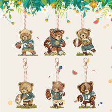 Load image into Gallery viewer, 6 Pcs Double Sided Special Shape Cute Bear Rhinestone Diamond Painting Keychain
