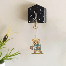 Load image into Gallery viewer, 6 Pcs Double Sided Special Shape Cute Bear Rhinestone Diamond Painting Keychain
