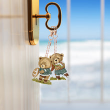 Load image into Gallery viewer, 6 Pcs Double Sided Special Shape Cute Bear Rhinestone Diamond Painting Keychain
