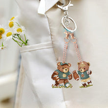 Load image into Gallery viewer, 6 Pcs Double Sided Special Shape Cute Bear Rhinestone Diamond Painting Keychain
