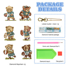 Load image into Gallery viewer, 6 Pcs Double Sided Special Shape Cute Bear Rhinestone Diamond Painting Keychain
