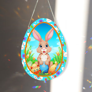 Special Shaped Cute Rabbit Diamond Painting Suncatcher Cute with Light (Brown)