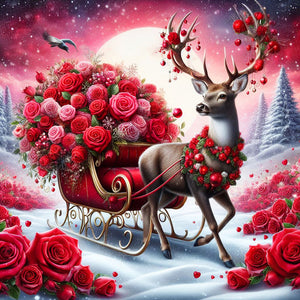 Rose Elk 30*30CM (canvas) Full Round Drill Diamond Painting