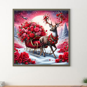 Rose Elk 30*30CM (canvas) Full Round Drill Diamond Painting