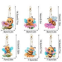 Load image into Gallery viewer, 6 Pcs Double Sided Special Shape Cute Bees Full Drill Diamond Painting Keychains
