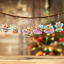 Load image into Gallery viewer, 6 Pcs Double Sided Special Shape Cute Bees Full Drill Diamond Painting Keychains
