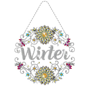 Single-Sided Diamond Art Hanging Pendant Home Decor (Winter Ice Crystal Flower)