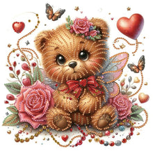 Load image into Gallery viewer, Rose And Elf Bear 30*30CM (canvas) Partial Special-Shaped Drill Diamond Painting
