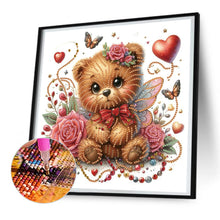 Load image into Gallery viewer, Rose And Elf Bear 30*30CM (canvas) Partial Special-Shaped Drill Diamond Painting
