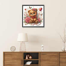 Load image into Gallery viewer, Rose And Elf Bear 30*30CM (canvas) Partial Special-Shaped Drill Diamond Painting
