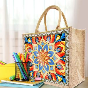 Linen DIY Flower Diamond Painting Purses for Women Adults Kids Craft (Mandala)