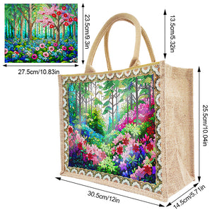 Linen DIY Flower Diamond Painting Purses for Women Adults Craft (Green Garden)