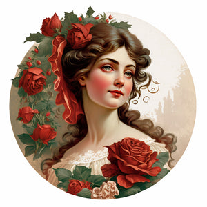 French Rose Lady 30*30CM (canvas) Full Round Drill Diamond Painting